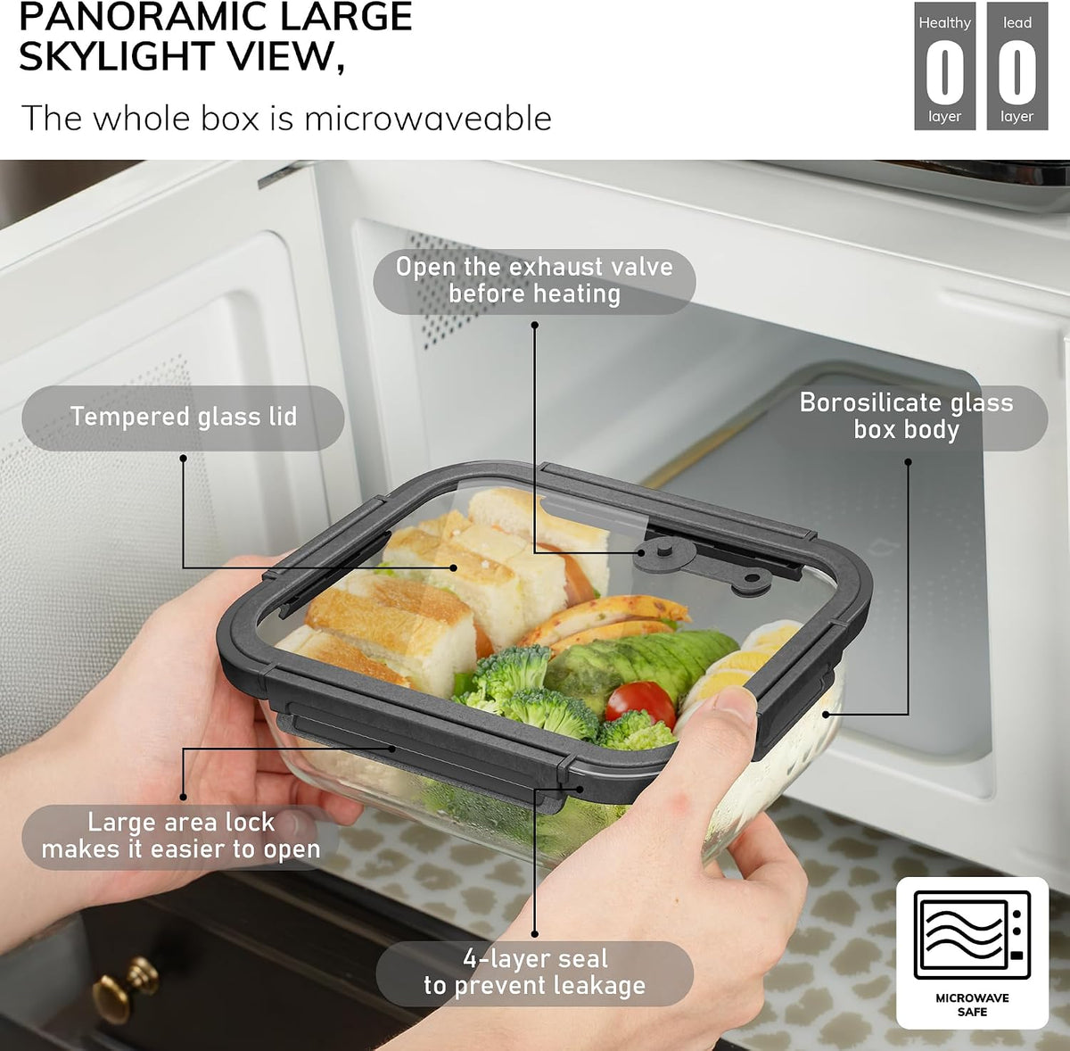 10-Pack Glass Food Storage Containers with Tempered Glass Lids – Borosilicate, Airtight, Oven-Safe (-4°F~950°F), BPA-Free, 4.4 & 1.6 Cup, Leak-Proof, Dishwasher Safe (Gray)