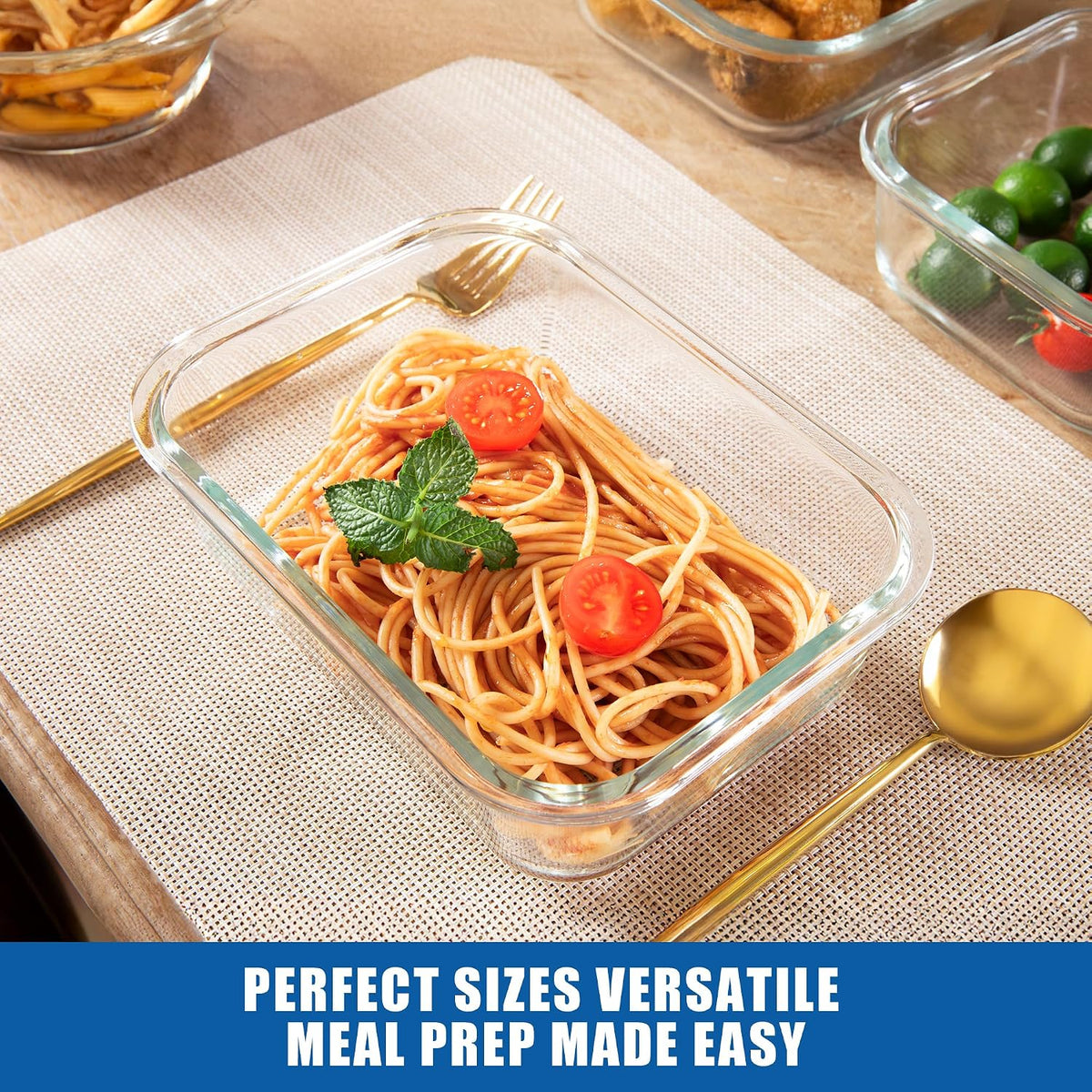 10-Pack Glass Food Storage Containers with Tempered Glass Lids – Borosilicate, Airtight, Oven-Safe (-4°F~950°F), BPA-Free, 4.4 & 1.6 Cup, Leak-Proof, Dishwasher Safe (Gray)