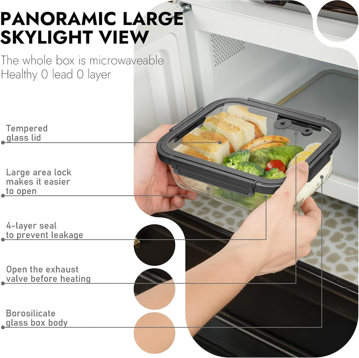 10-Pack Glass Food Storage Containers with Tempered Glass Lids – Borosilicate, Airtight, Oven-Safe (-4°F~950°F), BPA-Free, 4.4 & 1.6 Cup, Leak-Proof, Dishwasher Safe (Gray)