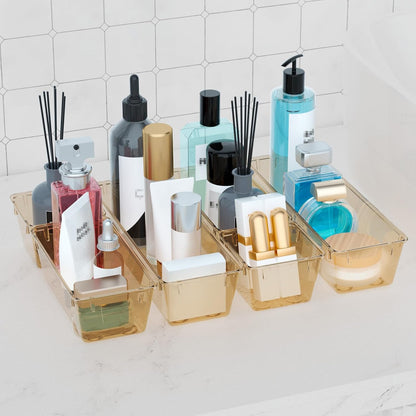 6 Pack Clear Drawer Organizer Set, Drawer Storage Trays, Storage Bins