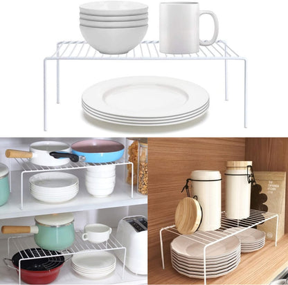 Cabinet Storage Shelf Rack Set of 6, Medium (13 x 9.4 inch) Rustproof Metal Wire Kitchen Cabinet Organizer and Storage, Cupboard Spice Shelf Rack for Plate, Dish, Counter & Pantry Organization