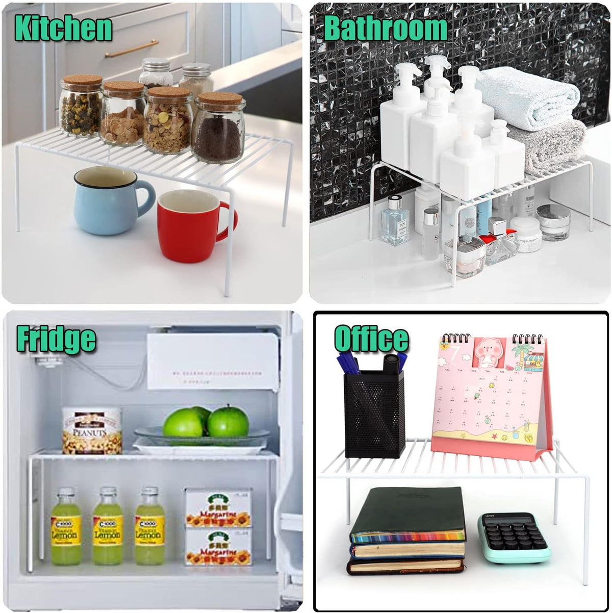 Cabinet Storage Shelf Rack Set of 6, Medium (13 x 9.4 inch) Rustproof Metal Wire Kitchen Cabinet Organizer and Storage, Cupboard Spice Shelf Rack for Plate, Dish, Counter & Pantry Organization