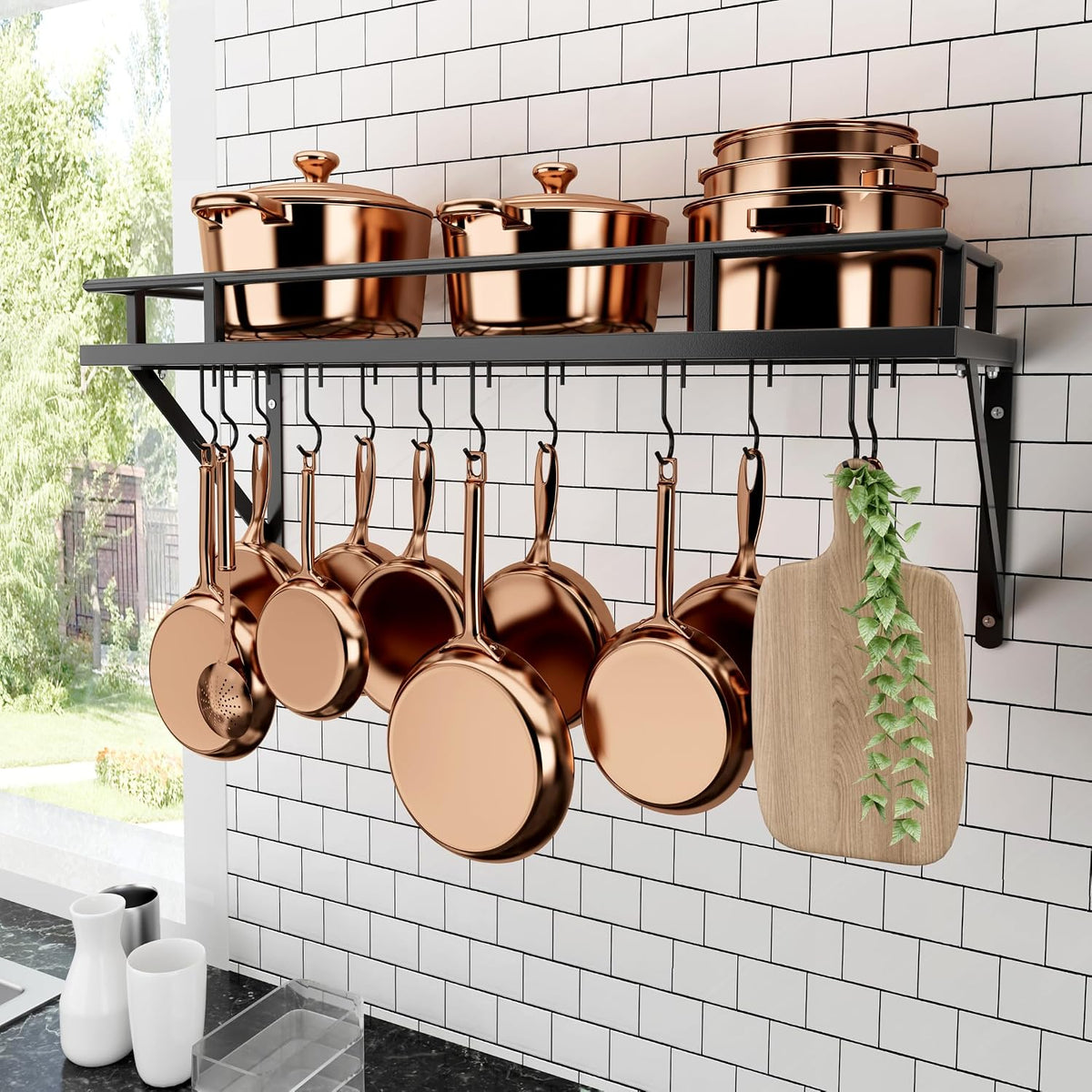30-Inch Kitchen Pan Pot Rack Wall Mounted, Hanging Storage Organizer