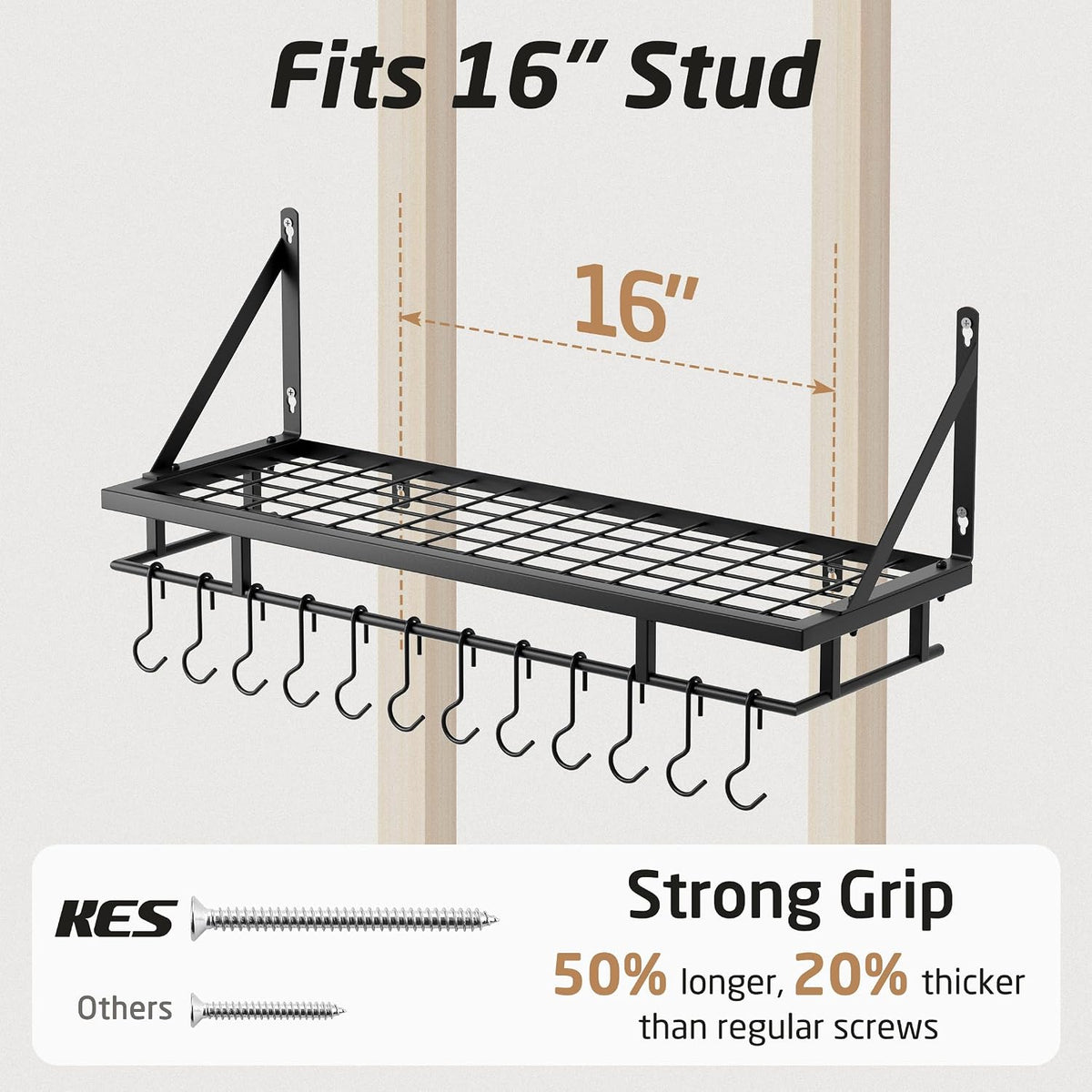 30-Inch Kitchen Pan Pot Rack Wall Mounted, Hanging Storage Organizer