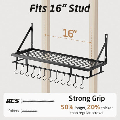 30-Inch Kitchen Pan Pot Rack Wall Mounted, Hanging Storage Organizer