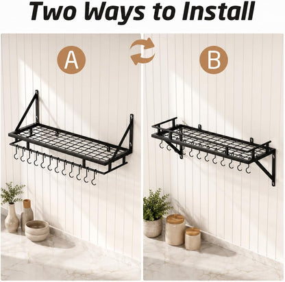 30-Inch Kitchen Pan Pot Rack Wall Mounted, Hanging Storage Organizer