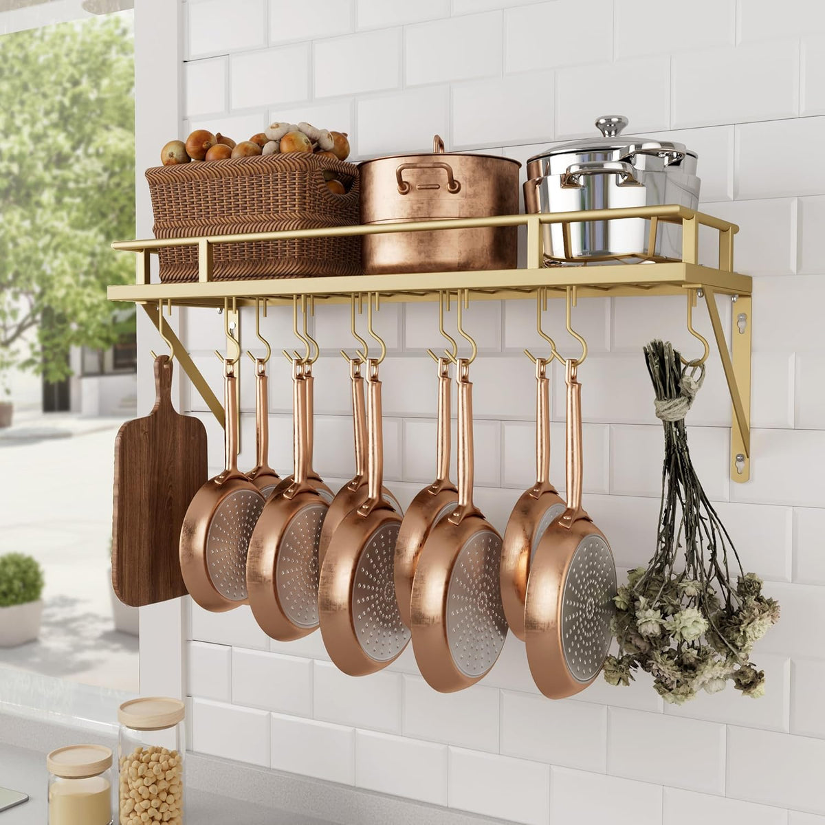 30-Inch Kitchen Pan Pot Rack Wall Mounted, Hanging Storage Organizer