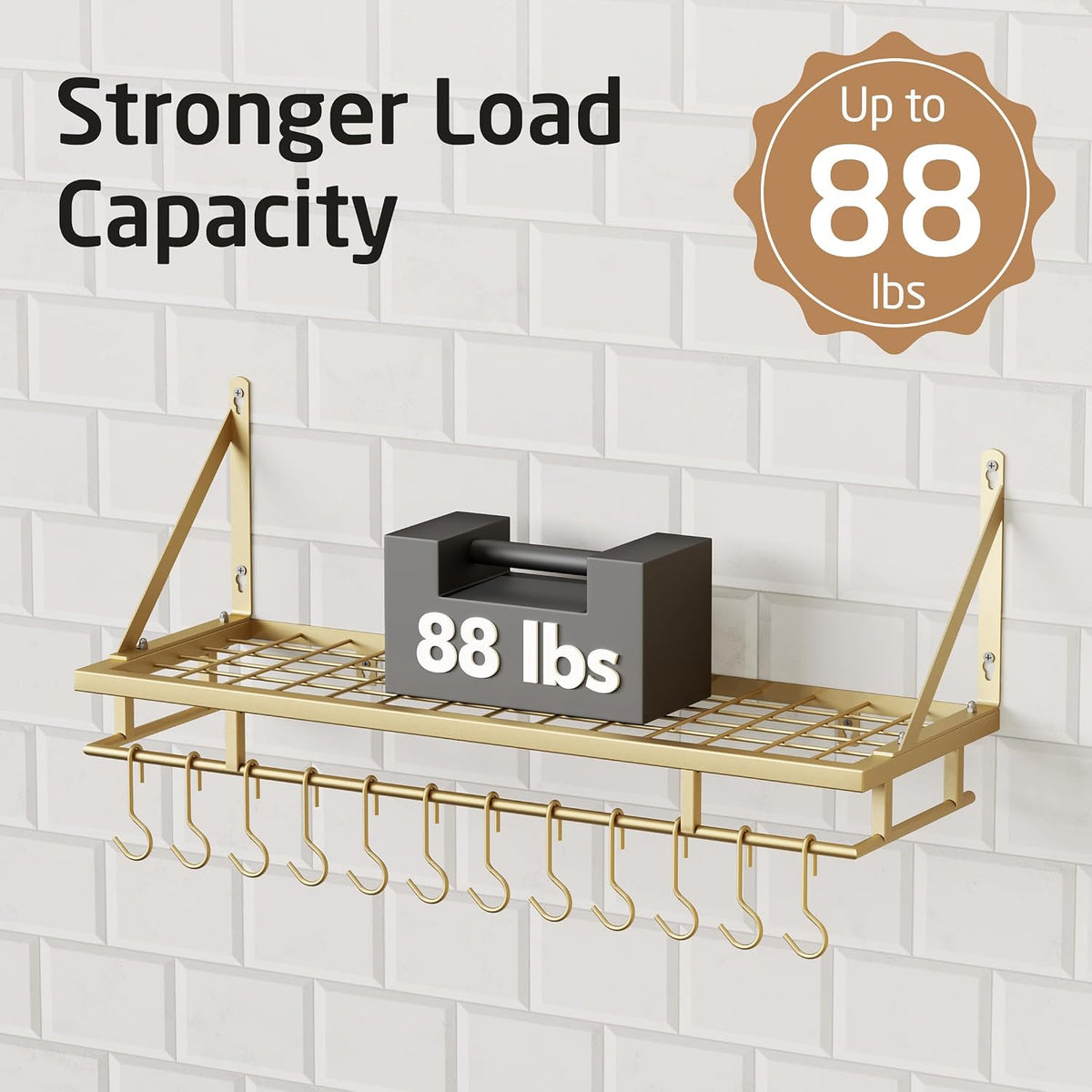 30-Inch Kitchen Pan Pot Rack Wall Mounted, Hanging Storage Organizer