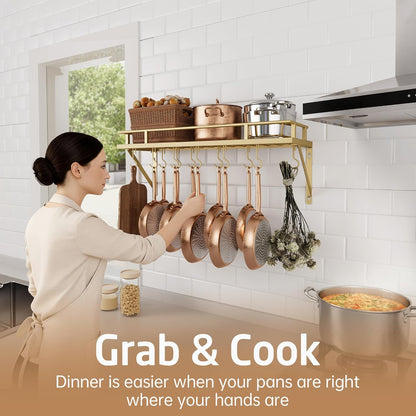30-Inch Kitchen Pan Pot Rack Wall Mounted, Hanging Storage Organizer