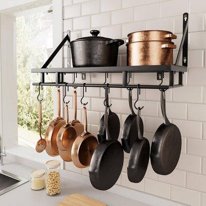 30-Inch Kitchen Pan Pot Rack Wall Mounted, Hanging Storage Organizer