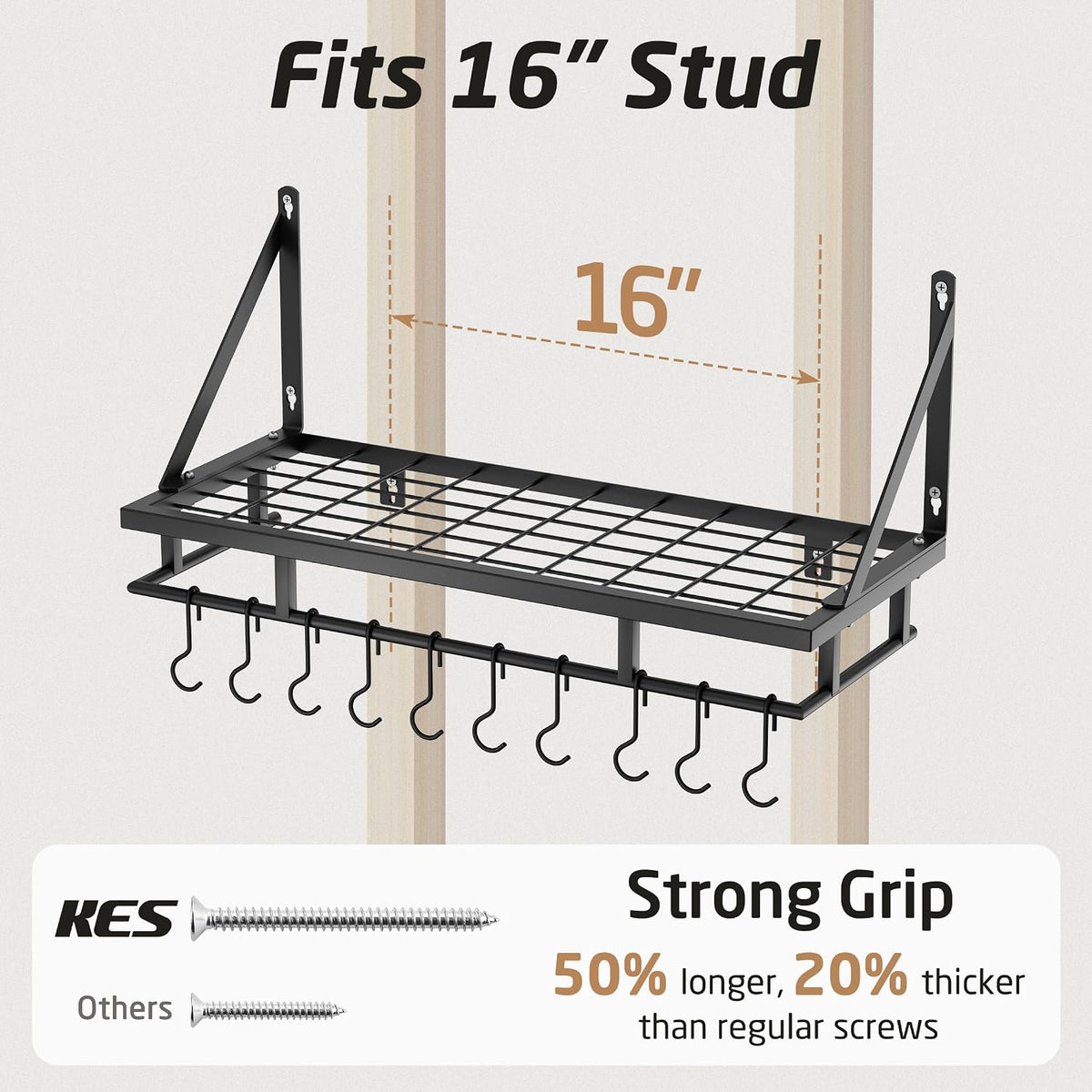 30-Inch Kitchen Pan Pot Rack Wall Mounted, Hanging Storage Organizer
