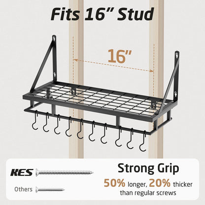 30-Inch Kitchen Pan Pot Rack Wall Mounted, Hanging Storage Organizer