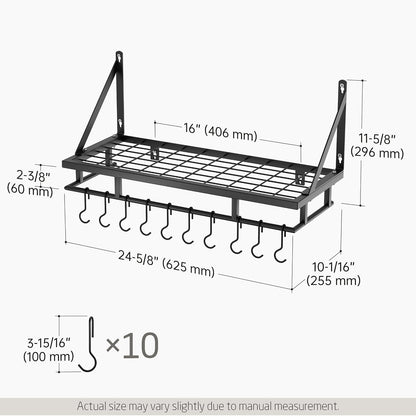 30-Inch Kitchen Pan Pot Rack Wall Mounted, Hanging Storage Organizer