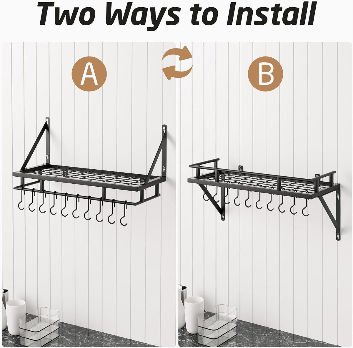 30-Inch Kitchen Pan Pot Rack Wall Mounted, Hanging Storage Organizer