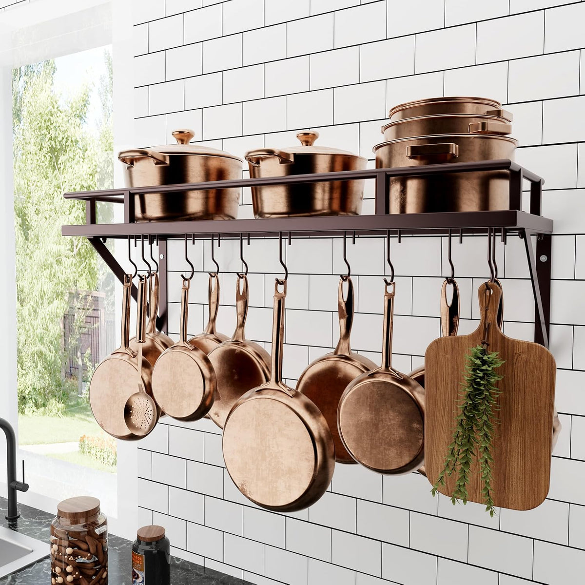 30-Inch Kitchen Pan Pot Rack Wall Mounted, Hanging Storage Organizer