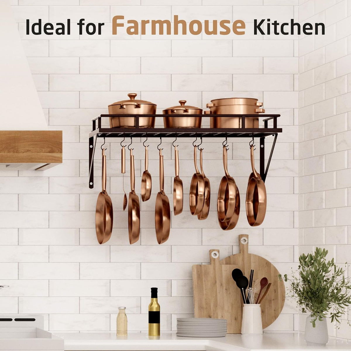 30-Inch Kitchen Pan Pot Rack Wall Mounted, Hanging Storage Organizer