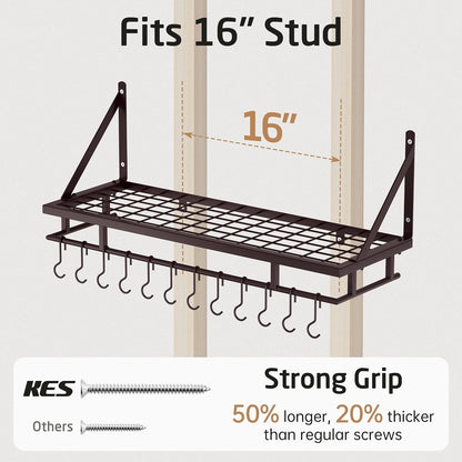 30-Inch Kitchen Pan Pot Rack Wall Mounted, Hanging Storage Organizer