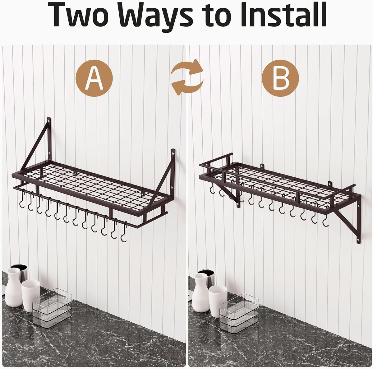 30-Inch Kitchen Pan Pot Rack Wall Mounted, Hanging Storage Organizer