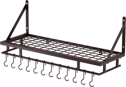 30-Inch Kitchen Pan Pot Rack Wall Mounted, Hanging Storage Organizer