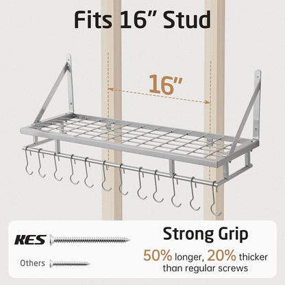30-Inch Kitchen Pan Pot Rack Wall Mounted, Hanging Storage Organizer