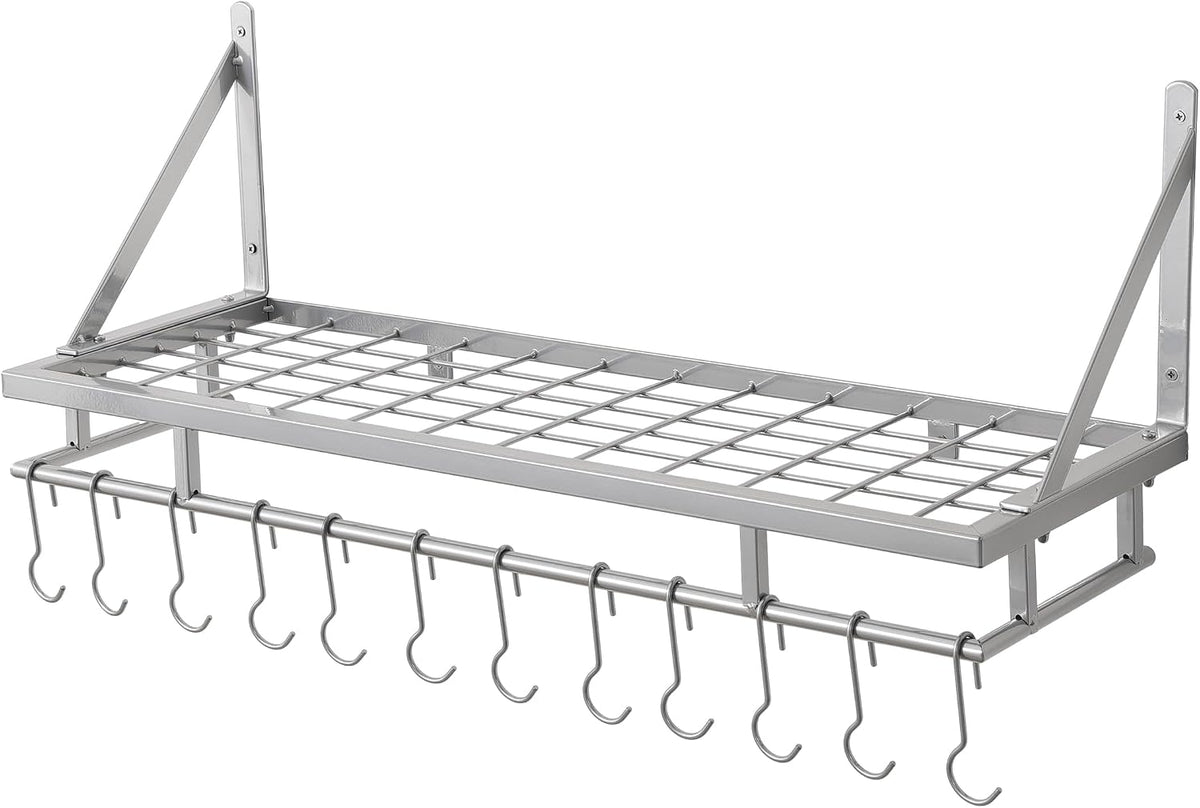 30-Inch Kitchen Pan Pot Rack Wall Mounted, Hanging Storage Organizer