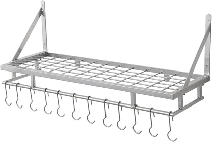 30-Inch Kitchen Pan Pot Rack Wall Mounted, Hanging Storage Organizer