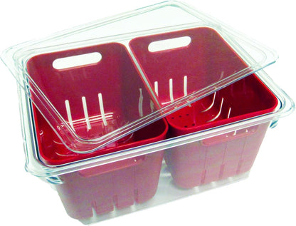 Fruit Berry Vegetable Fridge Storage Container, 2 Baskets | Two removable bins for easy rinsing, Air circulates to keep produce fresher longer, Great for crisper drawers or counters