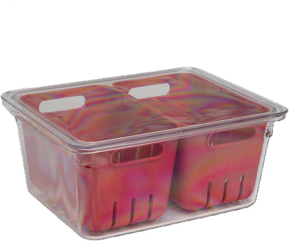 Fruit Berry Vegetable Fridge Storage Container, 2 Baskets | Two removable bins for easy rinsing, Air circulates to keep produce fresher longer, Great for crisper drawers or counters