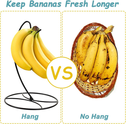1-Pack Banana Holder Stand, Sturdy Banana Hanger Hook for Kitchen Countertop, Metal Modern Banana Stand Banana Rack, Keep Fresh for 15LB Banana or Grape,Stable Base