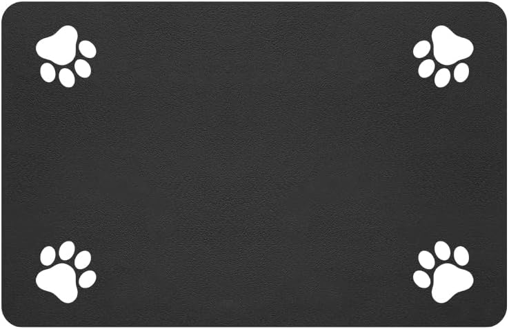 Pet Feeding Mat-Absorbent Pet Placemat for Food and Water Bowl, with Waterproof Rubber Backing, Quick Dry Water Dispenser Mat for Dog and Cat (20"x12", Striped Dark Gray)