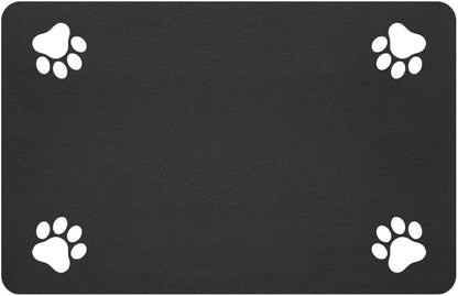 Pet Feeding Mat-Absorbent Pet Placemat for Food and Water Bowl, with Waterproof Rubber Backing, Quick Dry Water Dispenser Mat for Dog and Cat (20"x12", Striped Dark Gray)