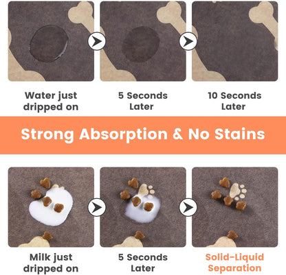 Pet Feeding Mat-Absorbent Pet Placemat for Food and Water Bowl, with Waterproof Rubber Backing, Quick Dry Water Dispenser Mat for Dog and Cat (20"x12", Striped Dark Gray)