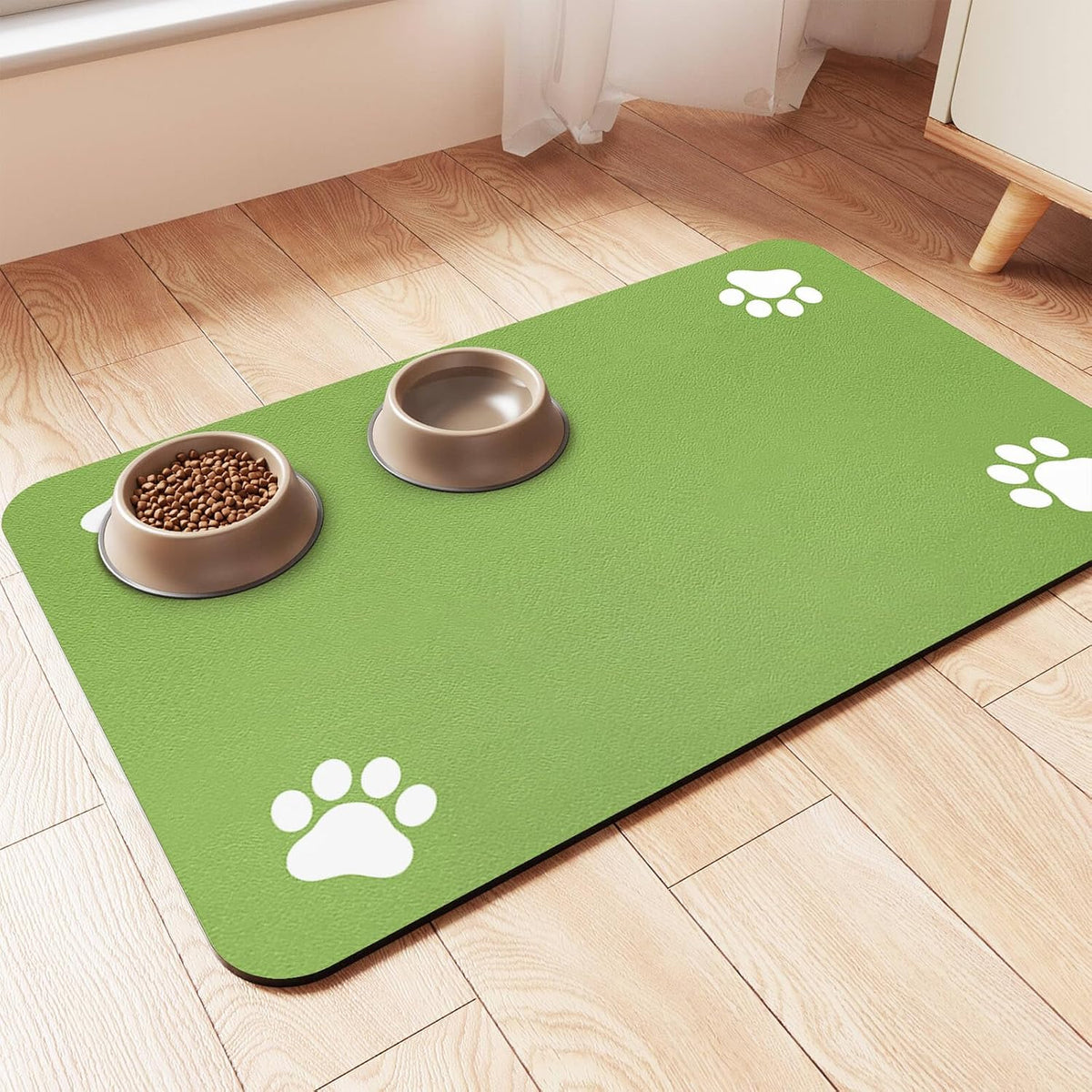 Pet Feeding Mat-Absorbent Pet Placemat for Food and Water Bowl, with Waterproof Rubber Backing, Quick Dry Water Dispenser Mat for Dog and Cat (20"x12", Striped Dark Gray)
