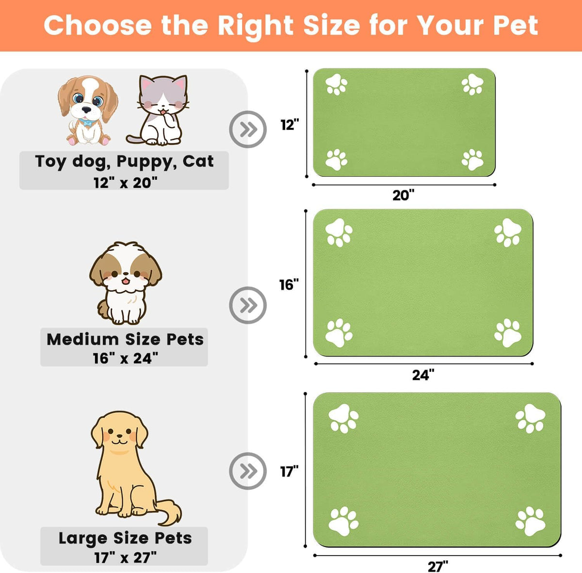 Pet Feeding Mat-Absorbent Pet Placemat for Food and Water Bowl, with Waterproof Rubber Backing, Quick Dry Water Dispenser Mat for Dog and Cat (20"x12", Striped Dark Gray)