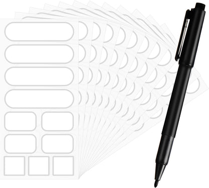 132 Pieces Removable Food Labels Stickers Waterproof Kitchen Labels for POP Food Storage, Home Organization with Marker Pen, 3 Sizes (Silver)