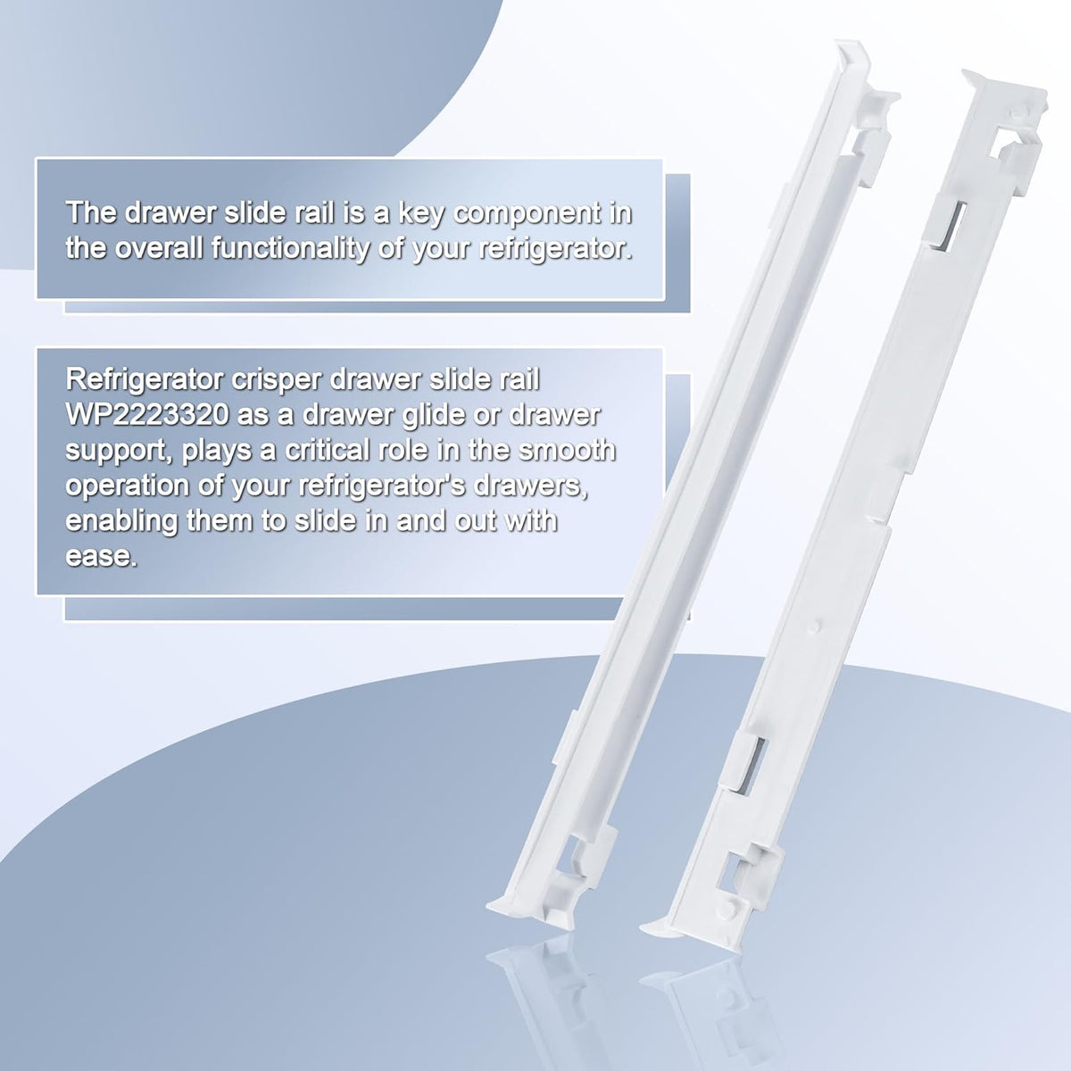 2223320 Refrigerator Drawer Slide Rail Replacement for Whirl-Pool Refrigerator wp2223320 Track Refrigerator Crisper Drawer Slide Rail Replace 1016208 AH869557 EA869557 PS869557-2-Pack