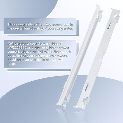 2223320 Refrigerator Drawer Slide Rail Replacement for Whirl-Pool Refrigerator wp2223320 Track Refrigerator Crisper Drawer Slide Rail Replace 1016208 AH869557 EA869557 PS869557-2-Pack