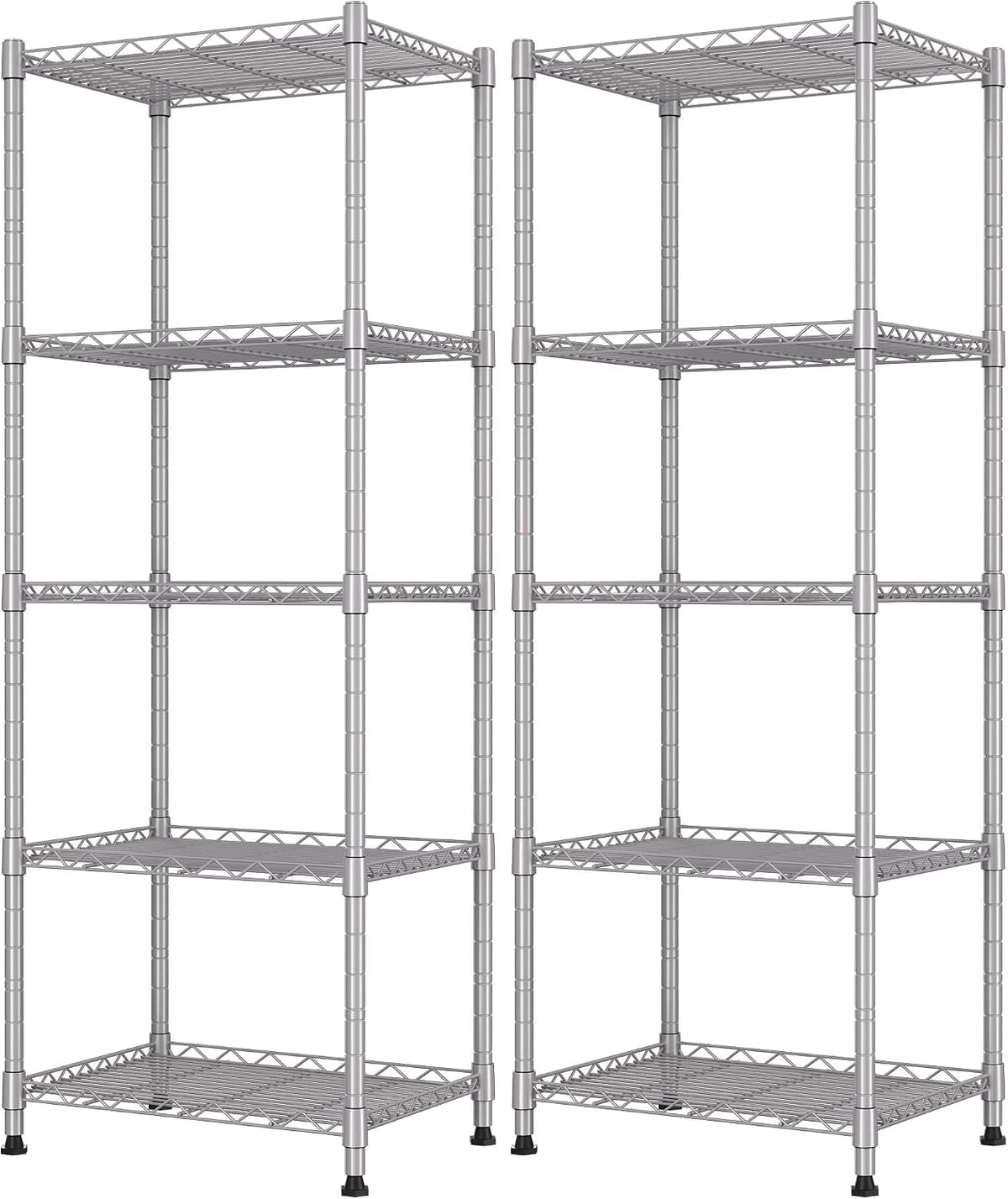 5-Wire Shelving Metal Storage Rack Adjustable Shelves,Standing Storage Shelf Units for Laundry Bathroom Kitchen Pantry Closet(Black,11.8" D x 16.6" W x 53.5" H)