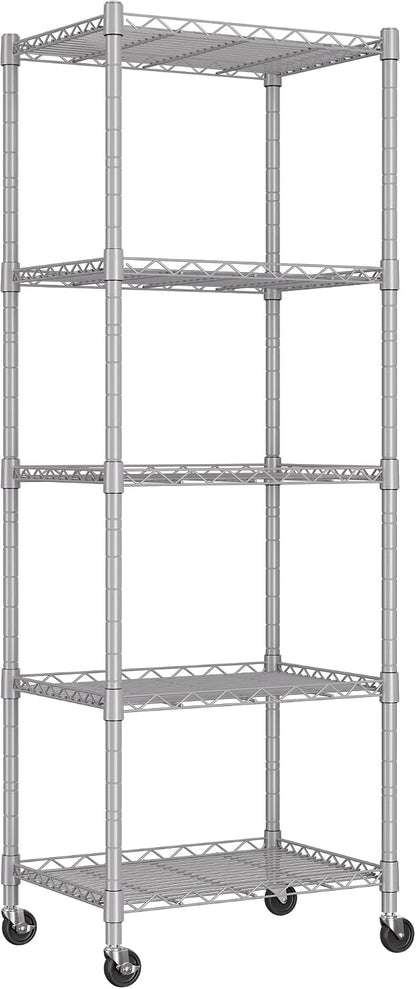 5-Wire Shelving Metal Storage Rack Adjustable Shelves,Standing Storage Shelf Units for Laundry Bathroom Kitchen Pantry Closet(Black,11.8" D x 16.6" W x 53.5" H)