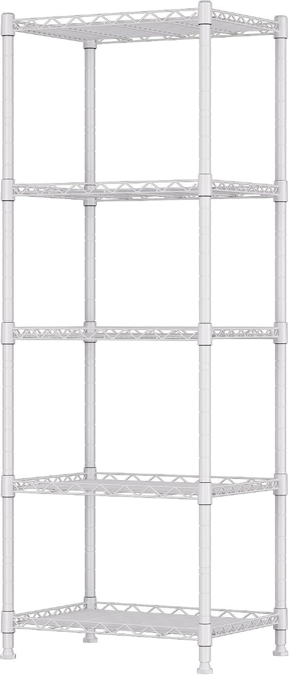 5-Wire Shelving Metal Storage Rack Adjustable Shelves,Standing Storage Shelf Units for Laundry Bathroom Kitchen Pantry Closet(Black,11.8" D x 16.6" W x 53.5" H)