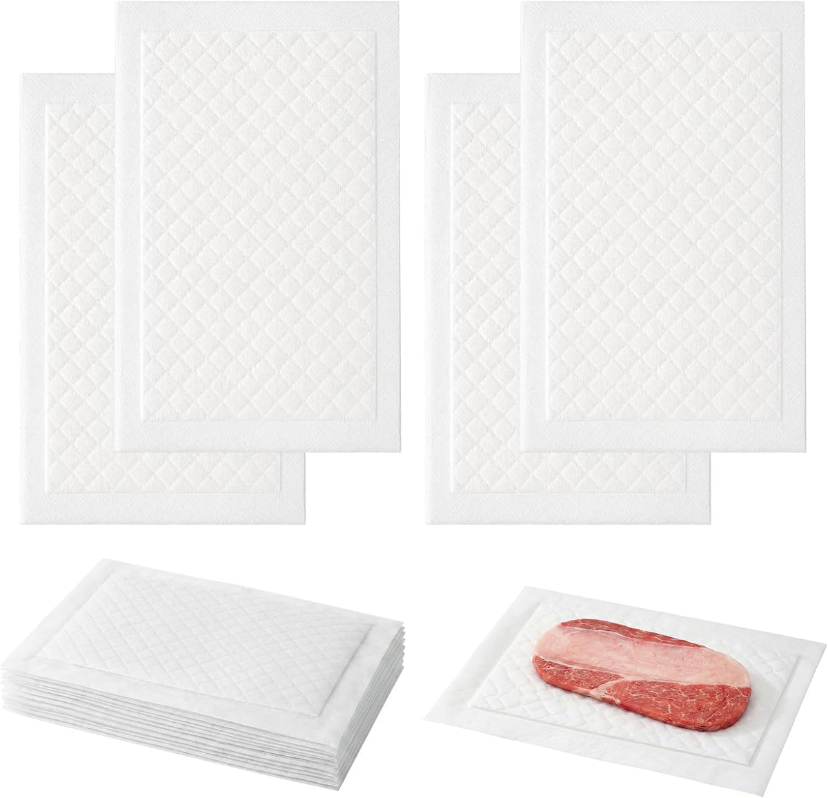 1000 Absorbent Meat Pads, 5 x 7 Food Tray Liner for Packaging