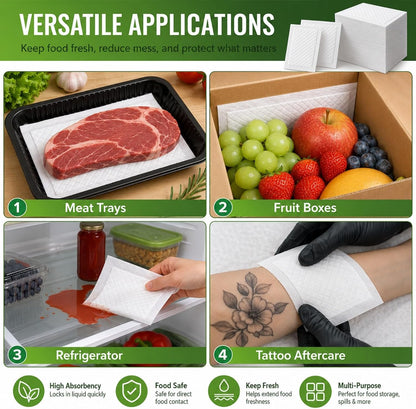 1000 Absorbent Meat Pads, 5 x 7 Food Tray Liner for Packaging