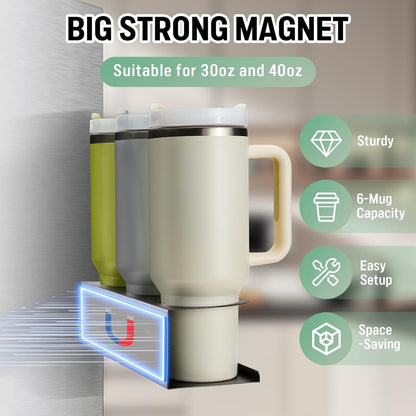 Magnetic Stanley Cup Holder for Fridge, Water Bottle Organizer for Tumbler with Double Sided Tape Hold Stanley Cup Accessories for Kitchen Cabinet Wall