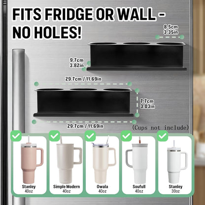 Magnetic Stanley Cup Holder for Fridge, Water Bottle Organizer for Tumbler with Double Sided Tape Hold Stanley Cup Accessories for Kitchen Cabinet Wall