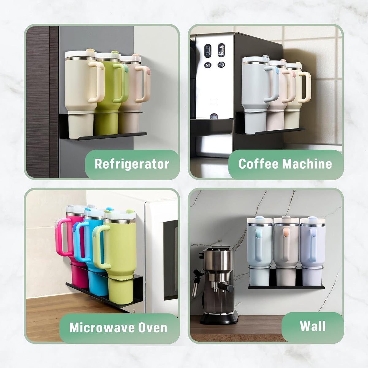 Magnetic Stanley Cup Holder for Fridge, Water Bottle Organizer for Tumbler with Double Sided Tape Hold Stanley Cup Accessories for Kitchen Cabinet Wall