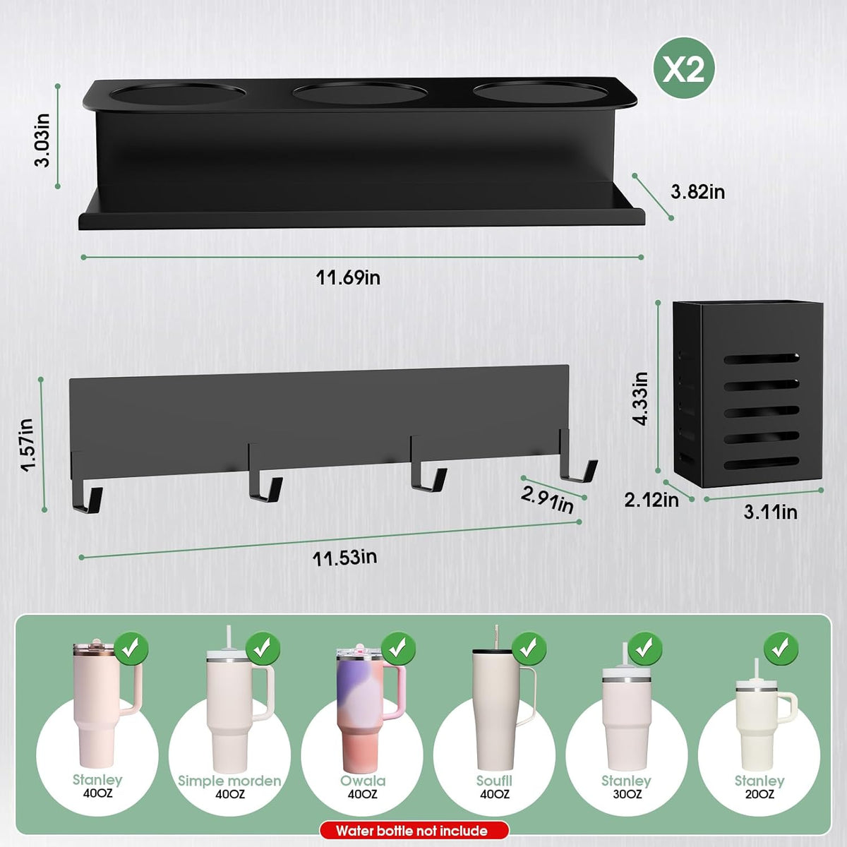 Magnetic Stanley Cup Holder for Fridge, Water Bottle Organizer for Tumbler with Double Sided Tape Hold Stanley Cup Accessories for Kitchen Cabinet Wall