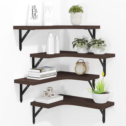 Corner Floating Shelves Wall Mounted Set of 4, Black