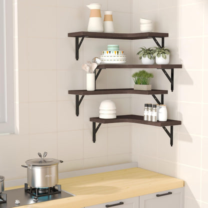 Corner Floating Shelves Wall Mounted Set of 4, Black