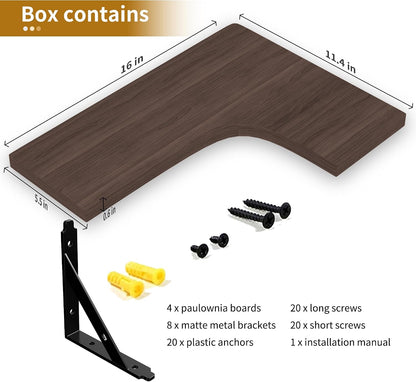 Corner Floating Shelves Wall Mounted Set of 4, Black