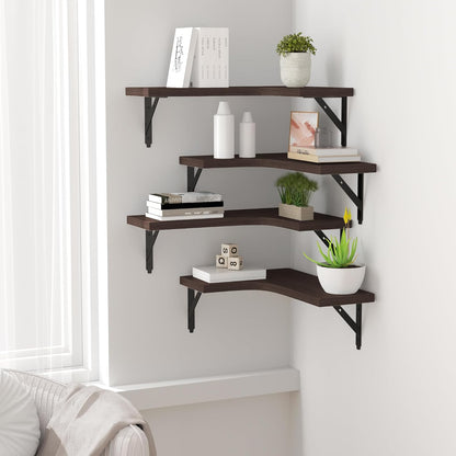 Corner Floating Shelves Wall Mounted Set of 4, Black